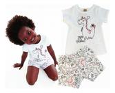 Pijama Menina Manga Curta E Shorts Algodão Up Baby 43332