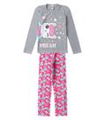 Pijama Menina Manga Longa Meia Malha Select Cinza