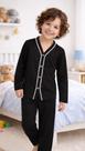 Pijama Menino de Frio Aberto Com Botões Conjunto infantil Longo abertura Frontal Calça