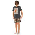 Pijama Menino Juvenil AND.GO Algodão Estampa Futebol Americano Cinza Chumbo Brilha no Escuro