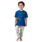 Pijama Menino Kyly Camiseta Manga Curta Estampa Brilha no Escuro Azul e Calça Algodão Mescla White Pijama Menino Kyly Camiseta Manga Curta Estampa Brilha no Escuro Azul e Calça Algodão Mescla White