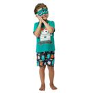 Pijama Menino Kyly em Algodão Estampa Brilha no Escuro com Mascara Verde/Cinza Chumbo