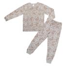 Pijama Meninos Longo Estampado Bege Futebol Americano Have Fun