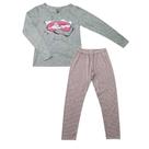Pijama ml 5 minuto, basic+, em malha poliester com viscose, referencia k274 na cor mescla chumbo com listrado