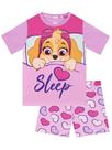 Pijama Paw Patrol Girls Skye de manga curta rosa de verão 8