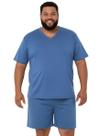 Pijama Plus Size Masculino Adulto Manga Curta Gola V Macio Quentinho G1 G2 G3