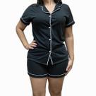 Pijama Plus Size Short Doll Amamentação estilo Americano Pós Parto Preto