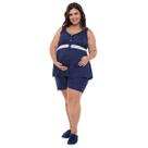 Pijama Plus Size Short Doll Regata Maternidade em Poá Linda Gestante