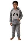 Pijama Plush Juvenil com Capuz Bolso Frontal Toque Macio Confortável Cor:CinzaTamanho:3/4 Pijama Plush Juvenil com Capuz Bolso Frontal Toque Macio Confortável Cor:CinzaTamanho:3/4
