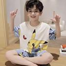 Pijama Poliester Juvenil Menino Pikachu Azul Bebe Manga Curta