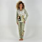 Pijama Recco Manga Longa com Calça Xadrez Feminina