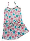 Pijama Rosa Feminino Adulto em Suede Short Doll Alça Estampado Pijama Rosa Feminino Adulto em Suede Short Doll Alça Estampado
