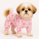 Pijama Rosa Pet Laço Cachorro e Gato Roupa Soft Frio Tam 14
