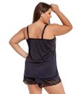Pijama Short Doll Baby Doll IMI Lingerie Em Microfibra E Renda Plus Size Cecília Preto