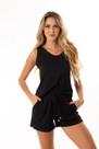 Pijama Short Doll Curto Homewear Short Com Bolso e Blusa Regata Malha Premium