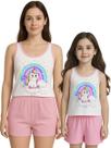 Pijama Tal Mãe Tal Filha Unicórnio Kit Adulto e Infantil