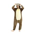 Pijama Unissex De Macacão Flanelado Marrom De Macaco Para Adultos - Kigurumi De Inverno Para Cosplay