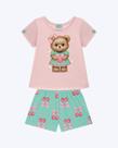 Pijama Ursinho Manga Curta Infantil Feminino Kyly 1001960 Pijama Ursinho Manga Curta Infantil Feminino Kyly 1001960