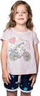 Pijama Verão Feminino Infantil Unicórnio M, branco com short azul