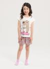 Pijama Verão Menina Natural Blusa e Shorts Capivarinha