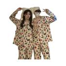 Pijamas De Casal plus Size De Manga Longa Com Estampa Do Cartoon Crayon Shin Chan Para Homens E