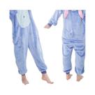 Pijamas De Flanela Para Adultos E Crianças Com Estampa De Animais Em Azul E Rosa, Roupa De Dormir Em