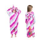 Pijamas De Inverno Para Meninas, Macacão De Pelúcia Com Capuz De Unicórnio Roxo, Roupa De Dormir