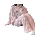Pijamas De Veludo Coral Hellokitty Para Mulheres, Calças De Flanela Grossas, Presente De
