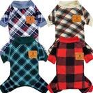 Pijamas de veludo xadrez XPUDAC para cães e gatos pequenos (pacote com 4)