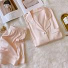 Pijamas De Verão Femininos Em Seda Gelada, Camisetas De Manga Curta, Roupas De Dormir Com Estampa De