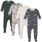 Pijamas Gerber Baby Boys Footed, pacote com 4 ursos e caminhões, 9 milhões