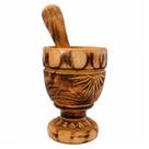 Pilão com Socador Grande 20x8 Cm para Alho Madeira Maciça Artesanal - Sal Pimenta Pilao Temperos Caipirinha - PANAMI