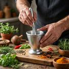 Pilão de Alumínio Pequeno para Temperos e Ervas - Utensílio de Cozinha e Decoração