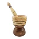 Pilão De Madeira Grande 25cm 1.5 litros com Socador