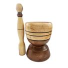 Pilão De Madeira Grande 25cm 1.5 litros com Socador