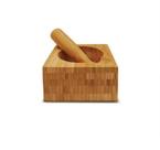 Pilão Socador Mortar Pestle de Bambu - Kit 2 Peças YOI