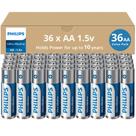 Pilas PHILIPS AA Ultra Alcalinas 1.5V Paquete de 36 con Vida Útil de 10 Años