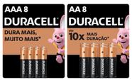 Pilha AAA Duracell 8 Unidades + Pilha AA Duracell 8 Unidades Pilha AAA Duracell 8 Unidades + Pilha AA Duracell 8 Unidades