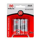 Pilha AAAc Recarregável 1000 mah Mox Recarregáveis Palito Cartela 04 Unidades