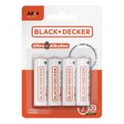 Pilha Alcalina Aa Lr6 1.5v Blister 4 Unidades Black+decker