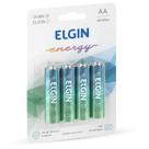 Pilha Alcalina AA LR6 1,5V Elgin Energy Blister com 4 Pilhas Pequenas 82153