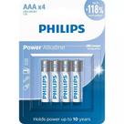 Pilha Alcalina AAA 1.5V LR03P4B/59 com 4 Unidades Philips