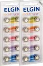 Pilha Alcalina LR44 Elgin Bateria A76 Ag13 kit 20 unidades