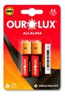 Pilha Alcalina Pequena Blister - Aa 2 Unidades - Ourolux