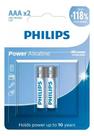 Pilha Alcalina Philips AAA LR03P2B59 Blister com 2 unidades, longa duração 1.5 V
