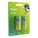 Pilha Alcalina Sonic Elgin 1.5V Tipo C com 2 unidades