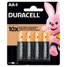 Pilha duracell alcalina pequena aa cartela com 4 pecas