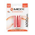 Pilha Mox MOB2AA43 - AA - 4300MAH - 2 Unidades - Recarregavel