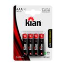 Pilha Palito AAA LR03 1,5V Alcalina Kian Blister c/ 4un