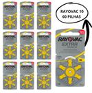 Pilha Para Aparelho Auditivo 10 Rayovac, 60 Und De Baterias